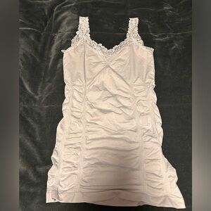 white lacy tight tank top